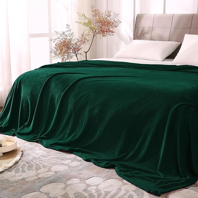 BEDELITE Fleece Blankets Queen Size Forest Green Throw Blankets for Bed, Luxury Plush Cozy Fuzzy Blanket 90x90 inches, Super Soft Warm Lightweight Throw Blanket All Seasons Suitable