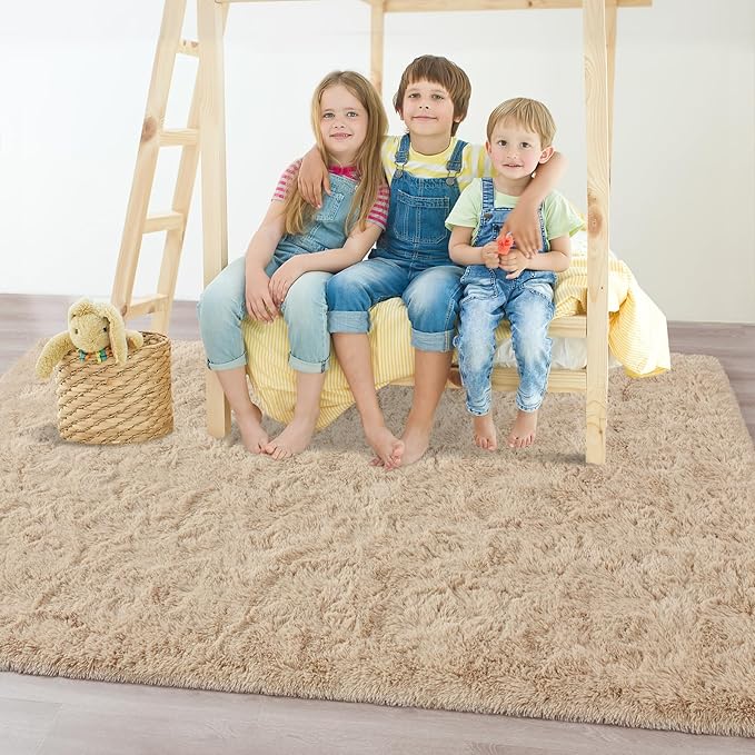 Chicrug Soft Area Rugs for Bedroom Living Room Plush Fluffy Rug 3x5 Feet, Shag Furry Area Rug Carpet Non Shedding for Nursery Children Kids Girls Room Home Decorative, Camel