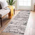 Lansny Modern Abstract Runner Rug 2x6, White Black Grey Taupe Washable Kitchen Runner Non-Slip Soft Hallway Rug Runner Thin Print Faux Wool Carpet for Entryway Bedroom Laundry Room Indoor Home Decor