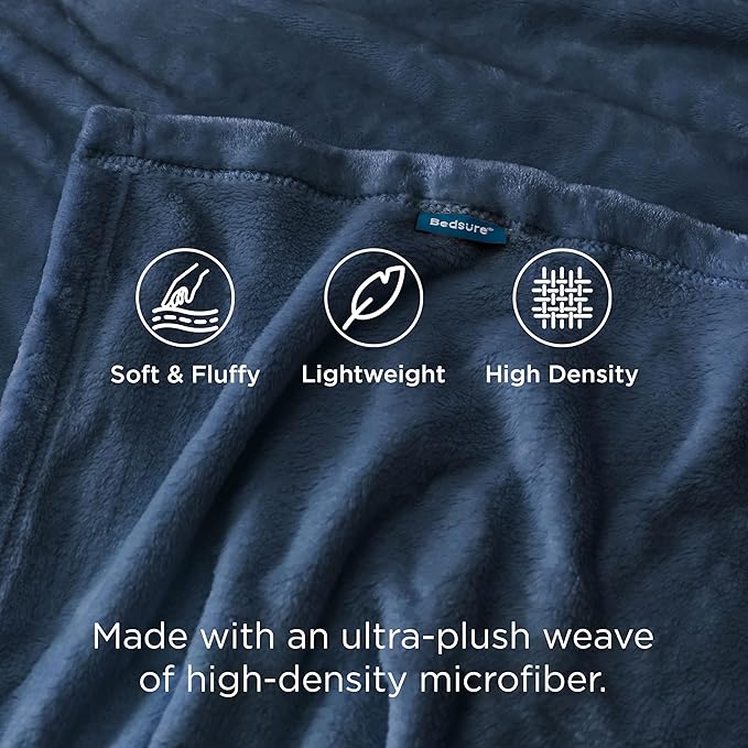Bedsure GentleSoft Fleece Blankets Queen Size Mineral Blue - Bed Blanket Soft Lightweight Plush Fuzzy Cozy Luxury Microfiber, 90x90 inches