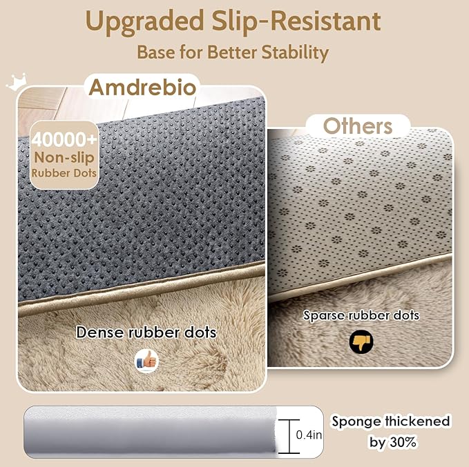 Amdrebio Beige Round Area Rug 6Ft for Living Room Bedroom, Fluffy Plush Shag Furry Circle Rugs for Kids Room Decor Aesthetic, Fuzzy Tan Neutral Circular Carpet for Baby Nursery Classroom Teens Dorm