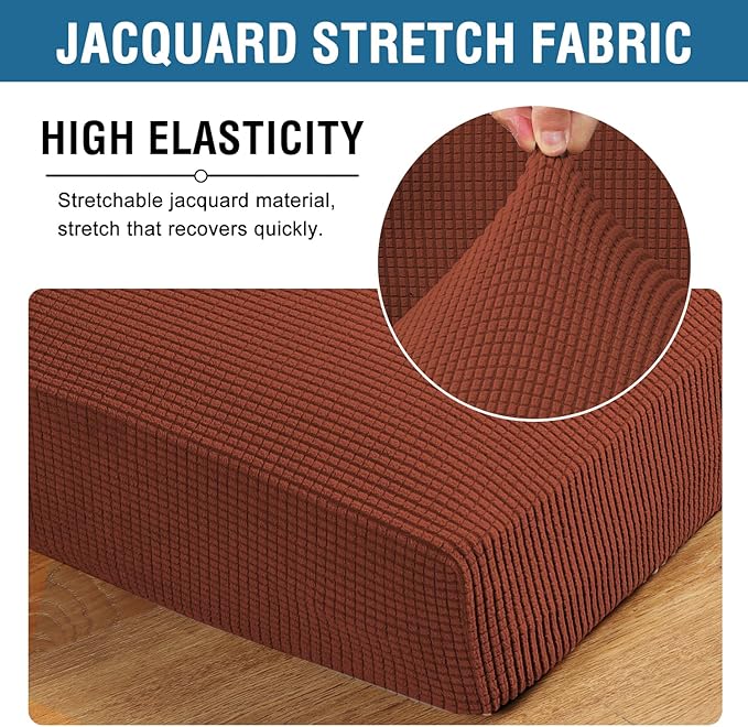 H.VERSAILTEX Stretch Couch Cushion Covers Individual Seat Sofa Chair Slipcovers Cushion Protector Cover Featuring Jacquard Textured Twill Fabric(1 Cushion Chair Cover, Rust)