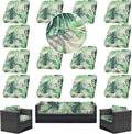 14Pcs Outdoor Cushion Covers, Patio Cushion Covers,Stretch Elastic Slipcovers, Replacement Washable & Reusable Furniture Protector for Patio Couch (Mint Green,Cover Only)