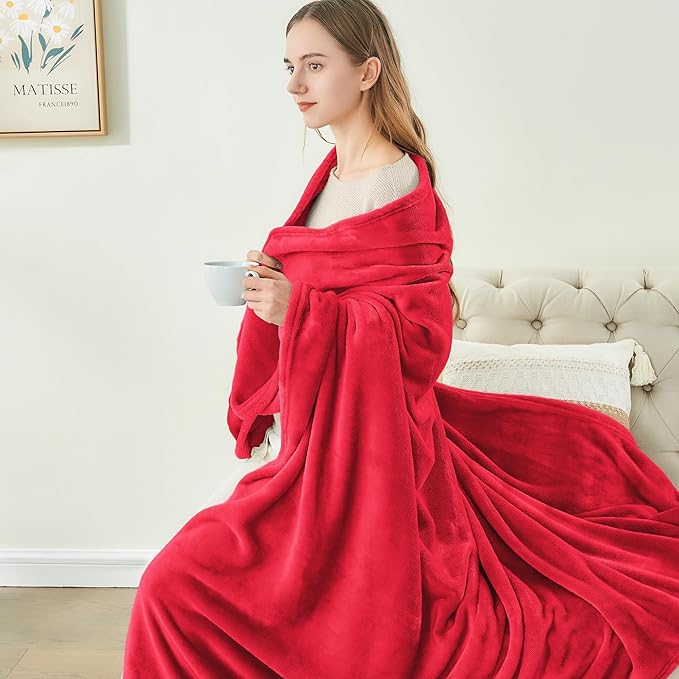BEDELITE Fleece Blanket Red Throw Blanket for Couch & Bed, Luxury Plush Cozy Fuzzy Blanket 50" x 60", Super Soft Warm Lightweight Throw Blanket for Travel Camping