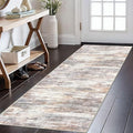 KOZYFLY 2x6 Washable Runner Rug for Hallways & High-Traffic Areas - Non-Slip Kitchen & Entryway Runner, Multi Grey/Orange Abstract Modern Low-Pile Carpet, Perfect for Bathroom