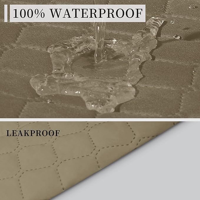 ISSUNTEX Double Protection 100% Waterproof Sofa Covers for Living Room, Couch Covers for 3 Cushion Couch Sofa, Reversible Furniture Protector Sofa Cover for Dogs (Oversized Sofa, Beige/Beige)