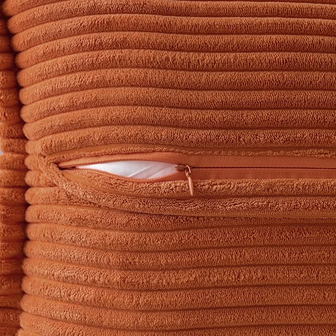 MIULEE Rust Decorative Throw Pillow Covers for Couch Bed Livingroom 20x20 Inch Set of 2 Boho Accent Throw Pllows Broadside Striped Patchwork Soft Corduroy Pillowcases