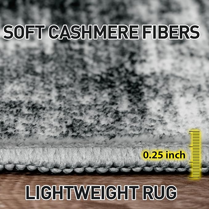 6x9 Area Rugs Washable Rug: Large Modern Abstract Living Room Rug Soft Anti-Skid Thin Carpet Indoor Floor Non-Shedding Carpets for Bedroom Dining Room Farmhouse Nursery Home Office Black