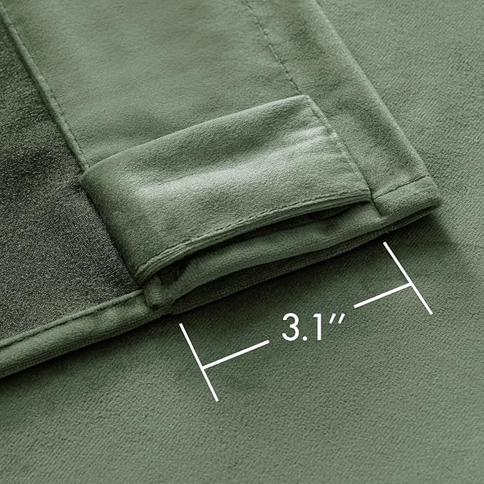 MIULEE Velvet Curtains 108 inches - Luxury Blackout Curtains for Bedroom Living Room Thermal Insulated Super Soft Window Drapes Rod Pocket & Back Tab, Sage Green, W52 x L108 inches, 2 Panels