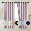NICETOWN Pink Vintage Linen 100% Blackout Curtains for Kitchen, Thermal Insulated Curtains 63" Long, Noise Reducing Window Treatment Drapes for Dorm Room, 62" Wide Per Panel, Set of 2