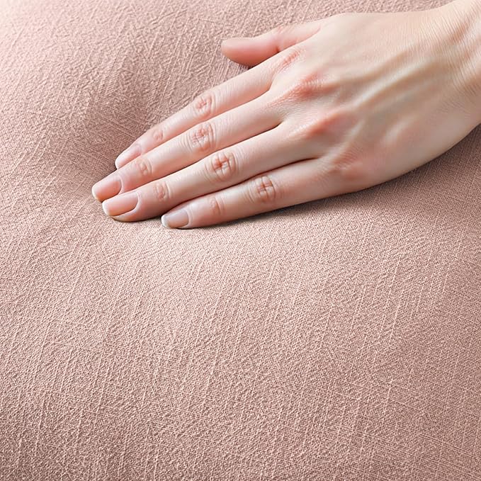 MIULEE Valentines Decorative Throw Pillow Covers Neutral Linen Fringe Throw Pillows Set of 2 Pink Boho Farmhouse Cushion Covers with Tassels for Couch Sofa Bed Living Room Spring Decor 18x18 Inch