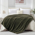 EXQ Home King Size Blanket for Bed or Couch - 3D Imitation Turtle Shell Jacquard Decorative Fleece Blankets - Cozy Soft Fuzzy Flannel Blanket Suitable for All Seasons(90"×108",Moss Green)