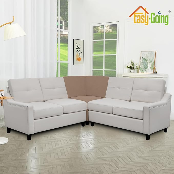 Easy-Going Stretch Sectional Corner Sofa Slipcover 1-Piece Couch Sofa Cover Furniture Protector Soft with Elastic Bottom for Kids, Pet, Spandex Jacquard Fabric Camel