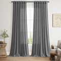 Nanspring Blazer Grey Curtain Linen Blend Light Filtering Back Tab Curtains 96 Inches Long, Semi Sheer Privacy Drapes for Living Room & Bedroom, 52x96 inch, 2 Panels
