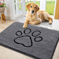 Smiry Dog Door Mat for Muddy Paws, Absorbent Dirt Trapper Non Slip Quick Dry Washable Chenille Mat for Mud Dogs, Entry Rug for Indoor and Outdoor (36x24 Inches, Dark Grey and Black)