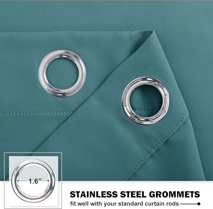 NICETOWN Blackout Curtains - Elegant Home Grommet Design Small Window Curtain Panels for Kitchen/Bathroom/Half Window Christmas Decor, 42W by 36L 1.2 inches Header, 2 Pieces, Sea Teal