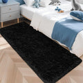 2x5 Bedside Area Rugs for Bedroom Soft Fluffy Shag Black Rug for Hallway Non-Slip Fuzzy Plush Living Room Rug Indoor Floor Carpet for Kids Rooms Dorm Nursery Modern Home Aesthetic Decor