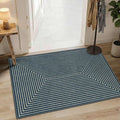 Latte&Fog 2x3 Entryway Rug, Small Modern Abstract Door Mat, Washable Kitchen Rug Samll Rug, Boho Non Slip Low Pile Carpet for Indoor Kitchen, Entry, Front Door and Bathroom - Blue