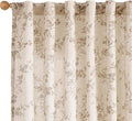 "Lazzzy Farmhouse Polyester blended Curtains Taupe Floral Curtains 96 Inch Length Back Tab Drapes for Living Room Bedroom Light Filtering Country Vintage Rod Pocket Curtain, 2 Panels, Taupe on Beige
