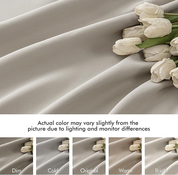 MIULEE Natural Back Tab Blackout Curtains 63 Inch Length 2 Panels Set for Living Room Bedroom Privacy, Rod Pocket/Pinch Pleat Thermal Insulated Room Darkening Pleated Light Blocking Drapes