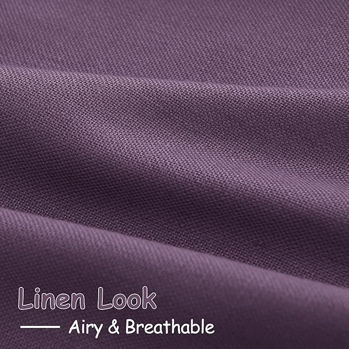 Nanspring Plum Linen Curtains 84 Inch Length 2 Panels Set for Living Room Rod Pocket Back Tab Light Filtering Window Drapes for Bedroom Dining Room Protect Privacy Country Farmhouse Decor 52x84