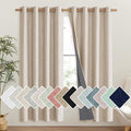 NICETOWN Cream Bedroom Full Blackout Linen Curtain Panels Set of 2, 52" by 72", Thick Insulated Classic Grommet Blackout Draperies with White Thermal Insulated Liner for Windows