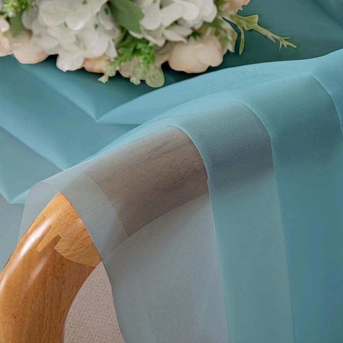 Simplebrand Rod Pocket Top Solid Voile Sheer Curtains for Bedroom, 54 Inch Length Drapes Set of 2, Lightweight and Light Filtering Elegant Aqua Curtains Panels Window Treatment, 42W×54L, Aqua