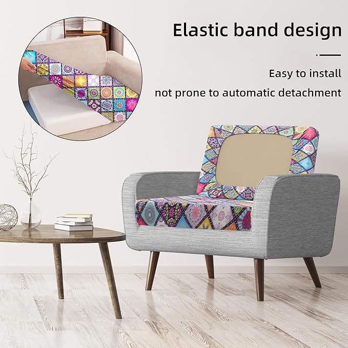 8Pcs Stretch Patio Cushion Covers,Outdoor Couch Covers Replacement,Outdoor Couch & Sofa Slipcovers,for Patio Furniture Cushion Covers,Washable Reusable urniture Protector(Colored Glass,8PCS)