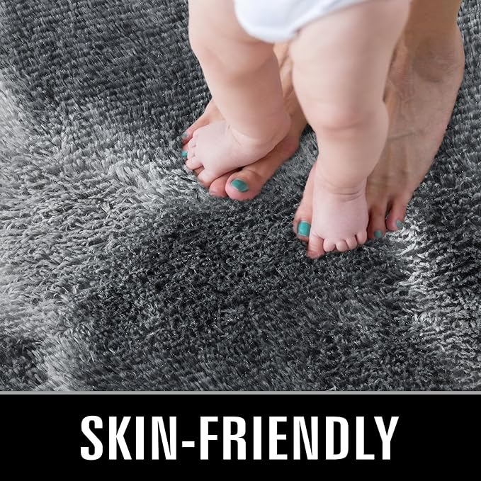 TWINNIS Super Soft Shaggy Rugs Fluffy Carpets, 6x9 Feet, Indoor Modern Plush Area Rugs for Living Room Bedroom Kids Room Nursery Home Decor, Upgrade Anti-Skid Rectangular Fuzzy Rug, Grey Star