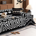 HANDONTIME Boho Couch Cover Blanket Geometric Striped Pet Covers for Couches and Sofas Black and White Dog Cover for Couch Pet Friendly Chenille Sectional Sofa Covers for Pets Washable, 71" X 150"