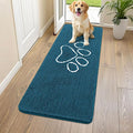 Smiry Dog Door Mat for Muddy Paws, Absorbent Dirt Trapper Non Slip Quick Dry Washable Chenille Mat for Mud Dogs, Entry Rug for Indoor and Outdoor (59x24 Inches, Atlantic Blue and White)