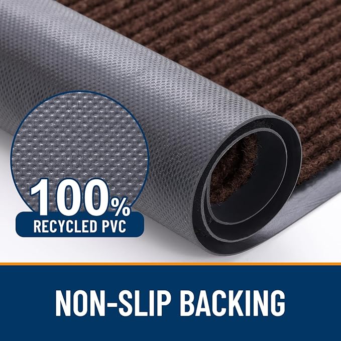 OLANLY Front Door Mat Indoor Outdoor Entrance, Waterproof Heavy Duty Doormat, Fade Resistant, Low Profile, Easy Clean Patio Porch Welcome Floor Mats for Entry, 47x17, Brown