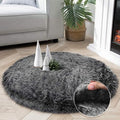Ashler HOME DECO Soft Fox Faux Fur Chair Couch Cover Area Rug for Bedroom Floor Sofa Living Room Black White 3 x 3 Feet Round