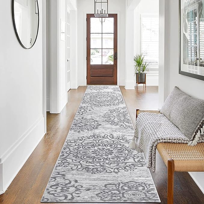 HEBE Hallway Runner Rug 2'x10' Washable Vintage Distressed Area Rugs Non Slip Laundry Rug Runner Boho Floor Carpet Runners for Hallways Entryway Laundry Room Kitchen Bathroom