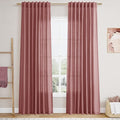 Canyon Rose Linen Curtains 84 Inch Length 2 Panels Set for Living Room Rod Pocket Back Tab Light Filtering Window Drapes for Bedroom Dining Room Protect Privacy Country Farmhouse Decor 52x84