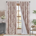 jinchan Blackout Floral Curtains for Living Room Bedroom Linen Blend Curtain Farmhouse Brick Red Printed with Lined Back Tab Rod Pocket Drapes Window Treatments 2 Panels 96 Inch
