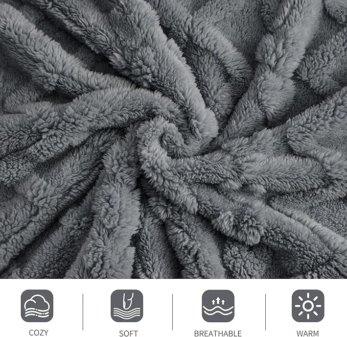 Aganear Flannel Throw Blanket - Cozy Soft Lightweight Fuzzy Throw Blanket for Women Portable Throw Blankets for Couch, Warm Present for Birthday, Christmas, Halloween, Housewarming(50"x60", Gray)