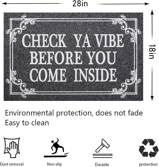 Front Door Indoor Outdoor Entrance Doormat Grey Rubber Welcome Door Mat Come Inside This House Doormat Anti Slip Easy to Clean Corridor Patio Entry Mat 28" x 18"