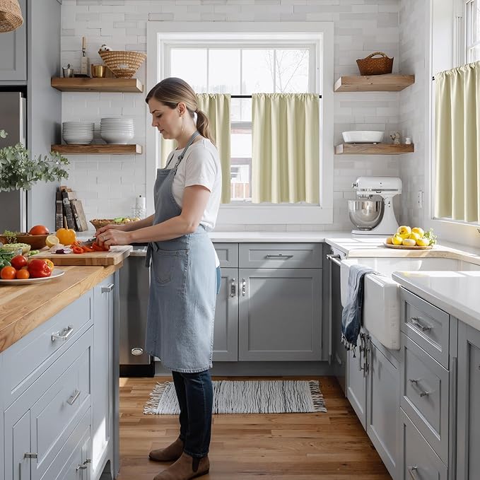 RYB HOME 100% Blackout Short Curtains for Small Window, Thermal Insulated Total Room Darkening Noise Reducing Curtains for Basement Bathroom RV Cars, 29 inches Wide by 24 inches Long, Beige