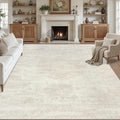 Area Rugs 9x12 Living Room: Vintage Boho Neutral Washable Rug Indoor Soft Large Area Rug Carpet for Bedroom Nursery Farmhouse Dining Room Office Floor Non-Slip Low Pile Under Table Rug Cream Beige