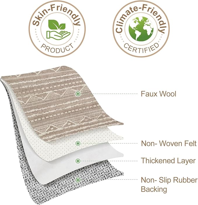 Nakagishi Area Rug 6x9 Living Room: Washable Boho Large Neutral Soft Farmhouse Rugs Stain Resistant Modern Indoor Floor Non Slip Accent Carpet for Bedroom Nursery Kids Playroom Office Dining Room Dorm