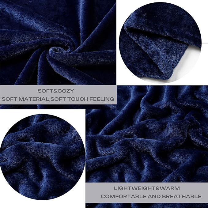 JIAHANNHA Navy Blue Fleece Throw Blankets Queen Size 90 by 90 Inches for Bed Sofa Couch 280GSM,Super Soft Cozy and Luxury Bed Blanket for All Season