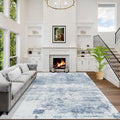 9x12 Area Rugs Washable Rug: Modern Abstract Living Room Rug Soft Anti-Skid Thin Carpet Indoor Floor Non-Shedding Carpets for Bedroom Dining Room Farmhouse Nursery Home Office Blue White