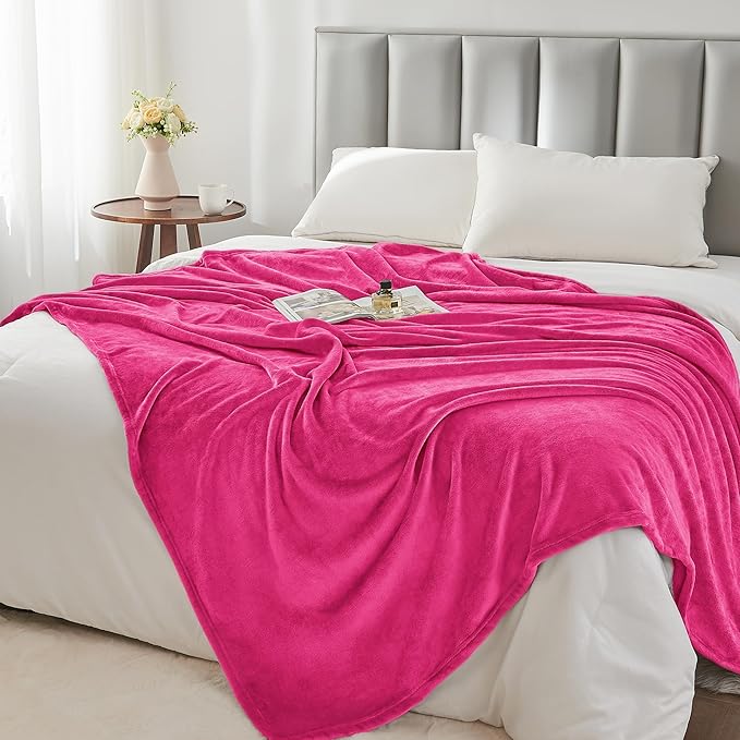BEDELITE Fleece Blanket King Size Blankets for Bed, Luxury Plush Cozy Fuzzy Blanket 108x90 inches, Super Soft Warm Lightweight Throw Blanket All Seasons Suitable, Hot Pink