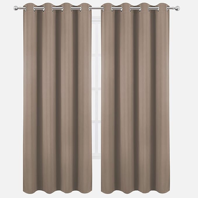 LEMOMO Blackout Curtains 66 x 95 inch/Cappuccino Curtains Set of 2 Panels/Thermal Insulated Room Darkening Bedroom Curtains