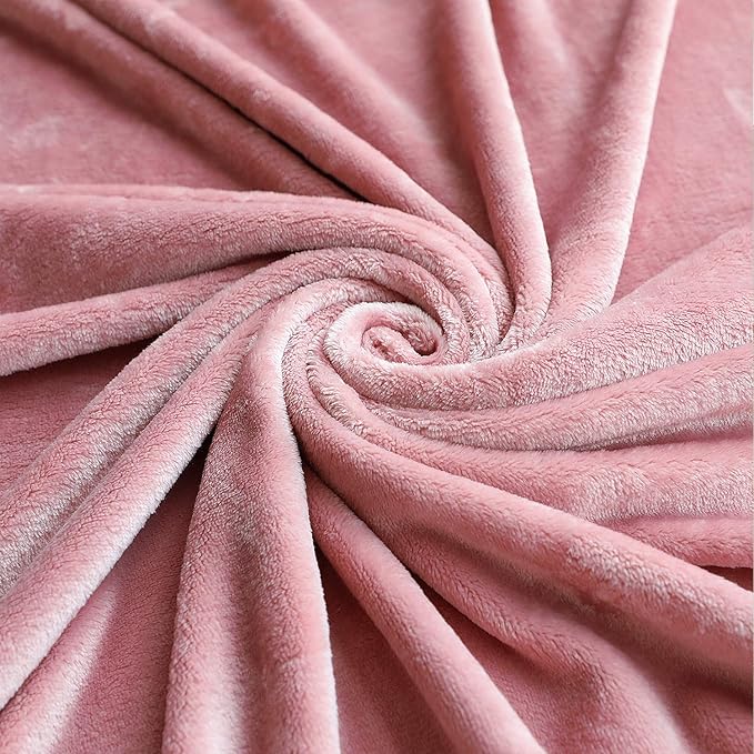TASTHROW Large Flannel Fleece Throw Blanket, 60×80 Inch - Cozy Lightweight Thick Blanket - All Seasons Suitable for Women, Men and Kids (Pink)