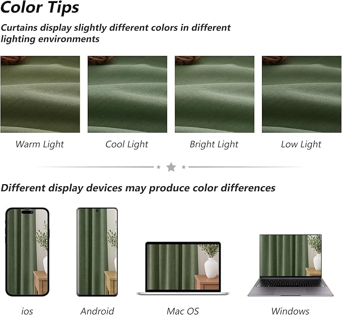 Guken Olive Green 100% Blackout Curtains 102 Inch Length 2 Panels Set for Living Room Bedroom Back Tab Thermal Insulated Black Out Linen Drapes Room Darkening Window Curtains,52x102
