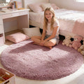 yulidayang Fluffy Round Area Rugs for Bedroom,Blush 4'X4'Shag Circle Area Rugs for Living Room,Non Slip Fuzzy Plush Rug for Kids Room Boys Girls Room and Dorm