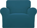 Easy-Going Stretch Oversized Chair Sofa Slipcover 1-Piece Couch Sofa Cover Furniture Protector Soft with Elastic Bottom for Kids Spandex Jacquard Fabric Small Checks Peacock Blue