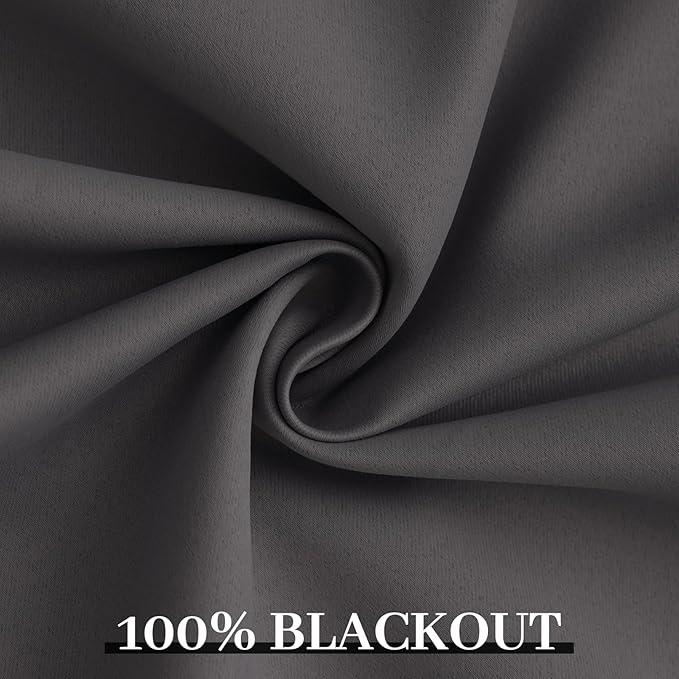 Yakamok Dove Grey 100% Blackout Curtains Grommet Window Treatments with 2 Thick Layers-Light Gray Room Darkening Thermal Insulated Drapes Set of 2 for Bedroom Living Room 52 Inches by 84 Inches length